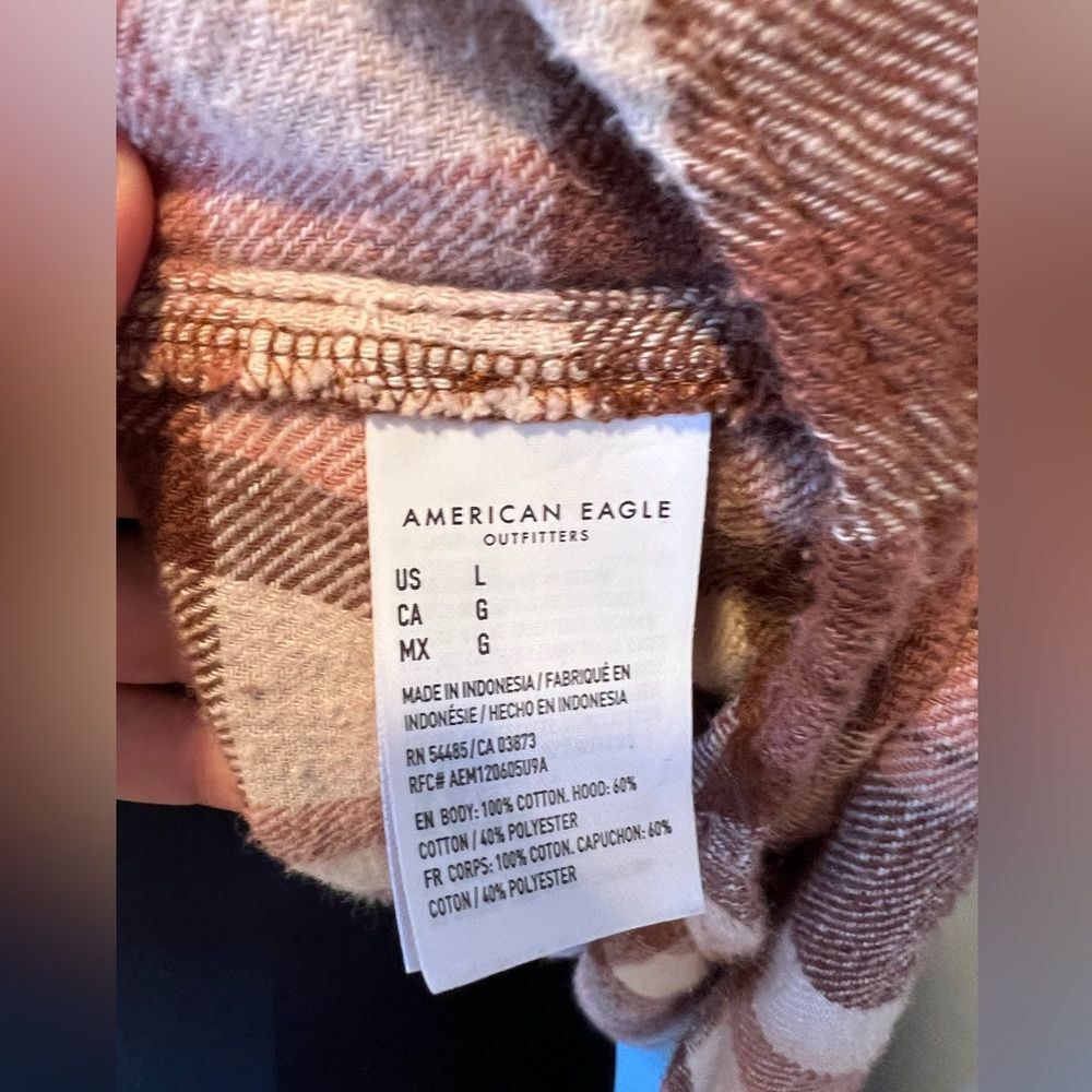 American Eagle Plaid Hooded Jacket brown-orange - Picture 6 of 6